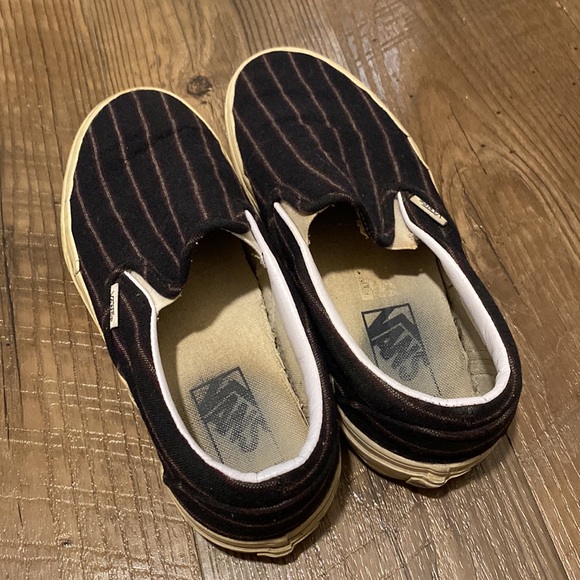 Vans Slip-On Navy and Purple Striped Sneakers - Picture 2 of 6